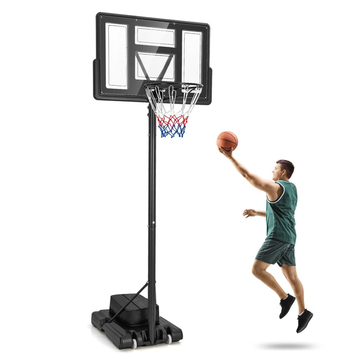 Giantex Basketball Hoop Outdoor 4.4-10 FT Adjustable, Portable Basketball Hoop Goal System w/ 44 Inch Shatterproof Backboard
