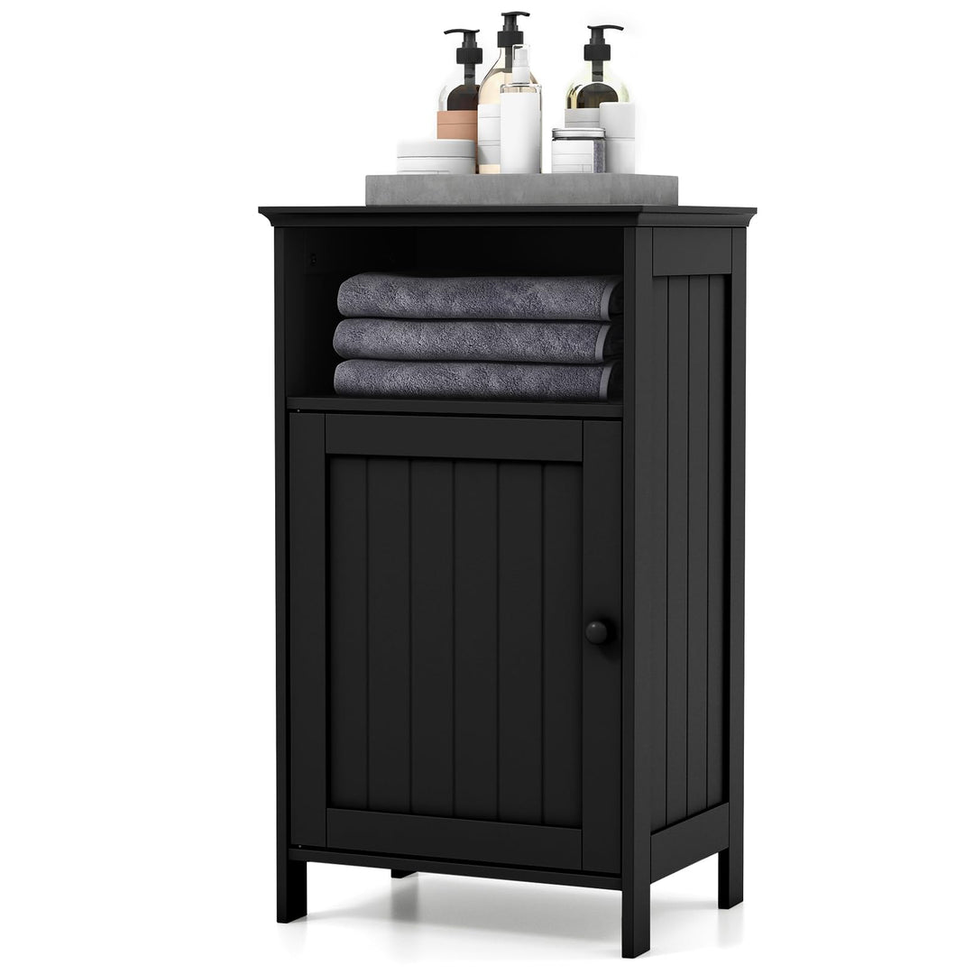 Giantex Bathroom Floor Storage Cabinet - Side Cabinet with Open Compartment, 3-Position Adjustable Shelf
