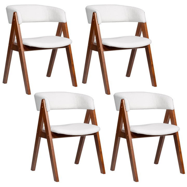 Giantex Wooden Dining Chairs Set of 2/4 Modern Sherpa Upholstered Kitchen Chair