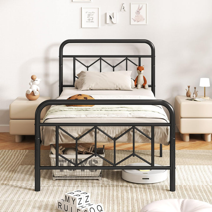 Giantex Metal Twin Bed Frames with Victorian Style Headboard & Footboard, Heavy Duty Slats Support Mattress Foundation