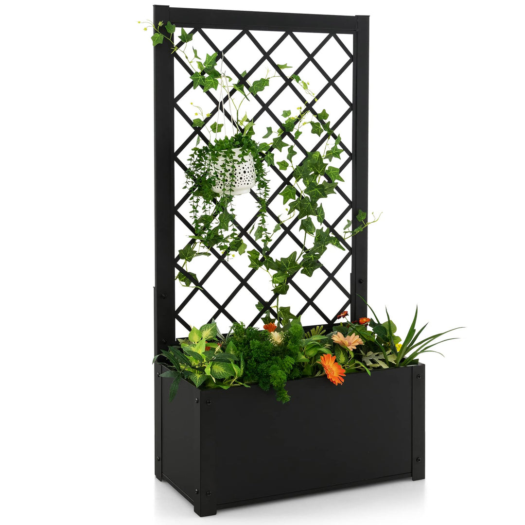Giantex Raised Garden Bed with Trellis, 49" Metal Vertical Planter with Garden Trellis