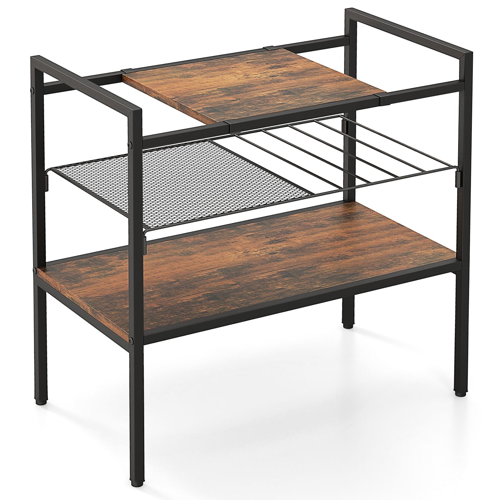 Giantex 3-Tier Storage Rack, 24" Compact Shelving Unit Storage Shelves with Unique Removable Panel for Different Heights