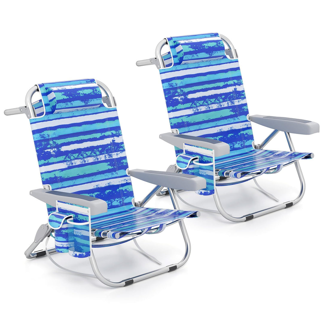 Giantex Backpack Beach Chair - Foldable Camping Chair with 5 Adjustable Position