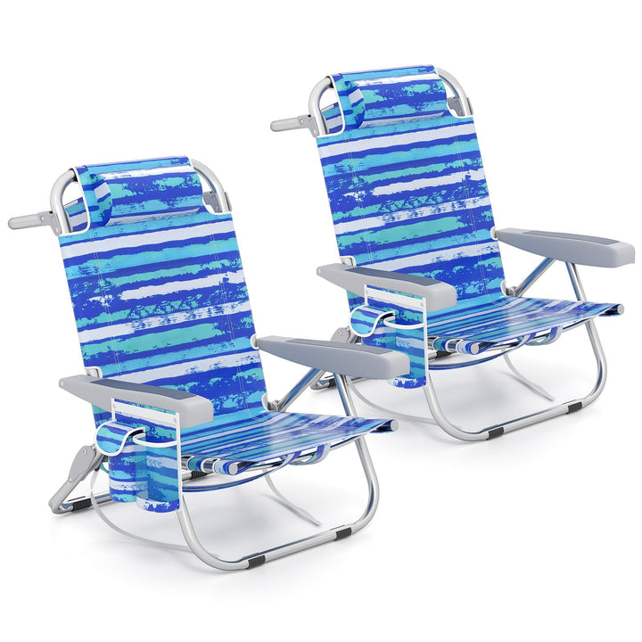 Giantex Backpack Beach Chair - Foldable Camping Chair with 5 Adjustable Position