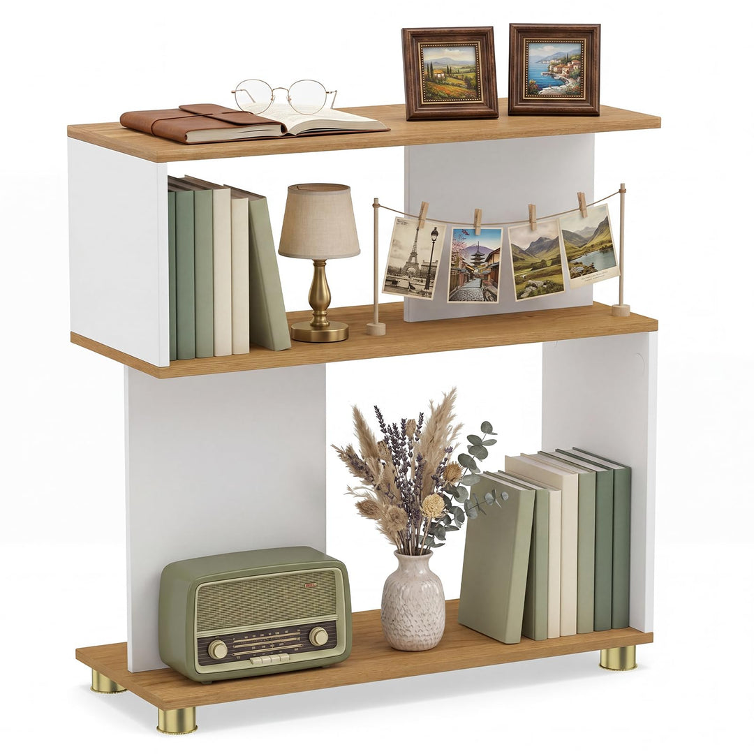 Giantex 3-Tier Geometric S Shaped Bookcase with Open Storage Shelves (1/2)