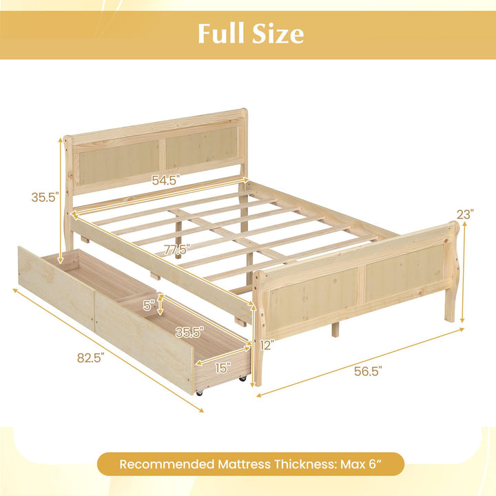 Giantex Twin/ Full/ Queen Bed with 2 Storage Drawers Wood Platform Bed with Headboard &amp; Footboard