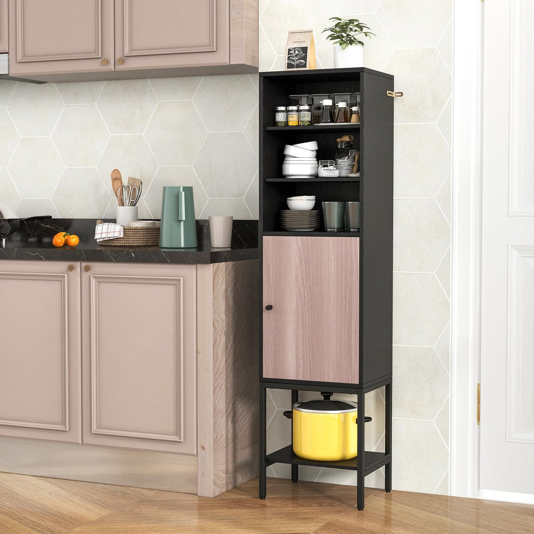 Giantex 57” Tall Bathroom Storage Cabinet, Bathroom Floor Cabinet with Door, Adjustable Shelves & Foot Pads