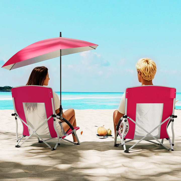 Giantex Low Folding Beach Chair with Detachable & Adjustable Umbrella