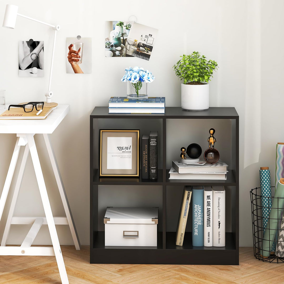 Giantex 4-Cube Bookcase - 2-Tier Bookshelf Open Back