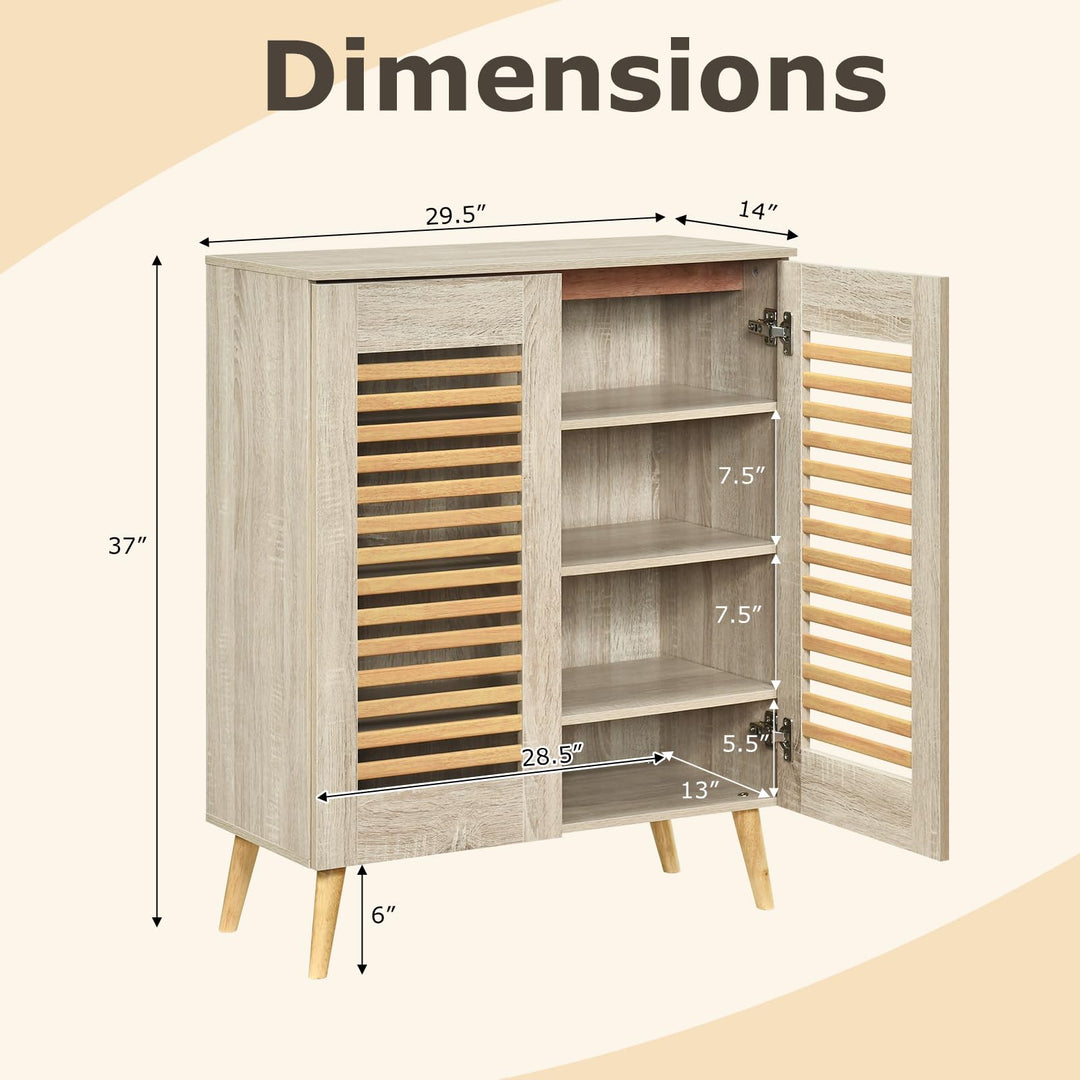 Giantex Shoe Cabinet 4-Tier Shoe Rack Organizer Cabinet(Louvered Door)
