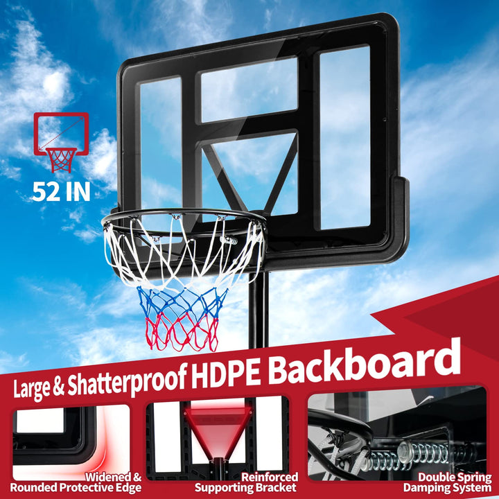 Giantex Portable Basketball Hoop Outdoor - 4.25-10ft Height Adjustable Basketball Goal System w/ 43.5" Backboard, Sandbag