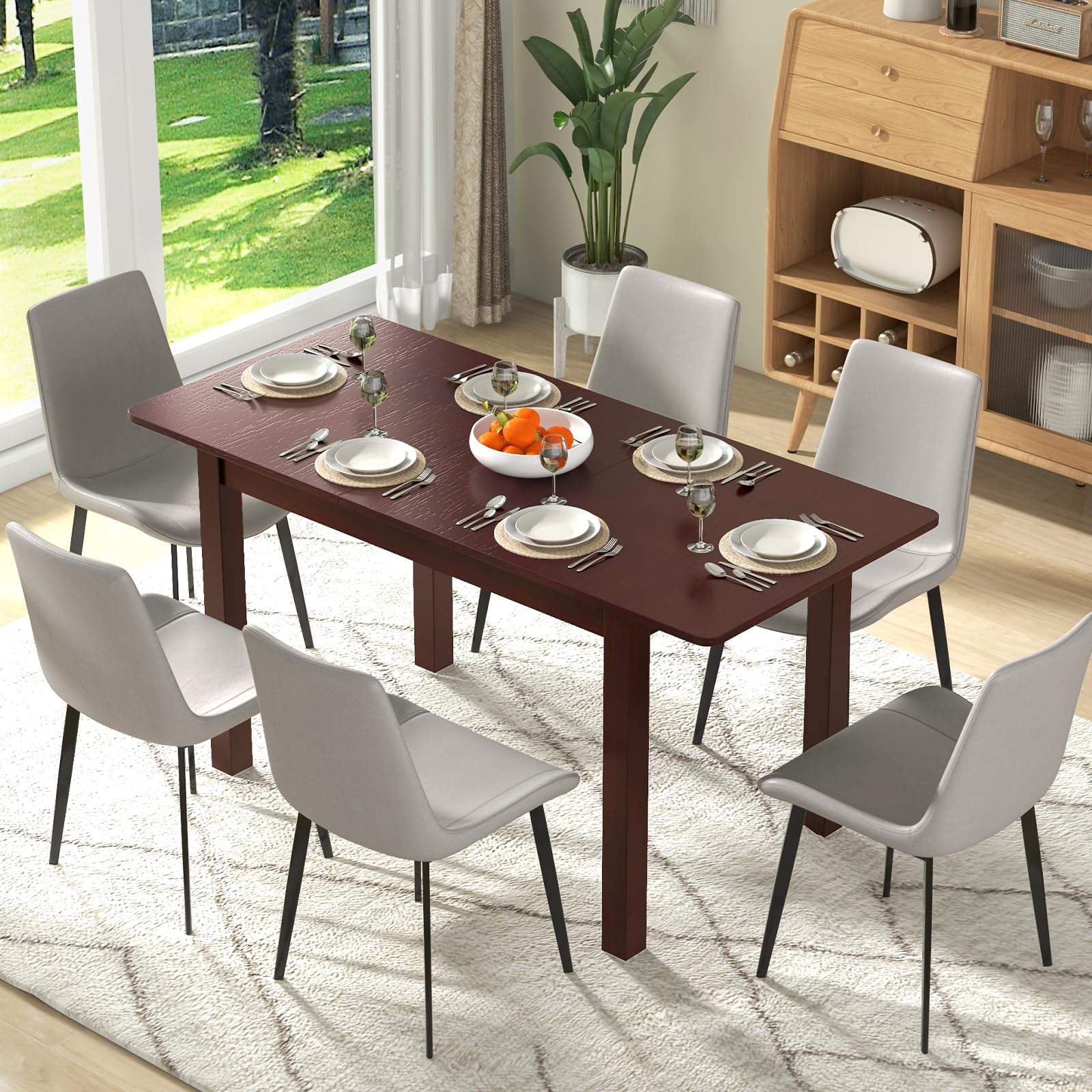 Giantex Extendable Dining Table for 4, 60" Folding Kitchen Table
