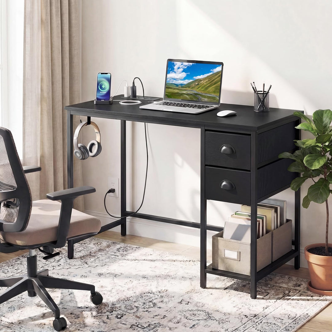 Giantex 38" Home Office Desk with Charging Station