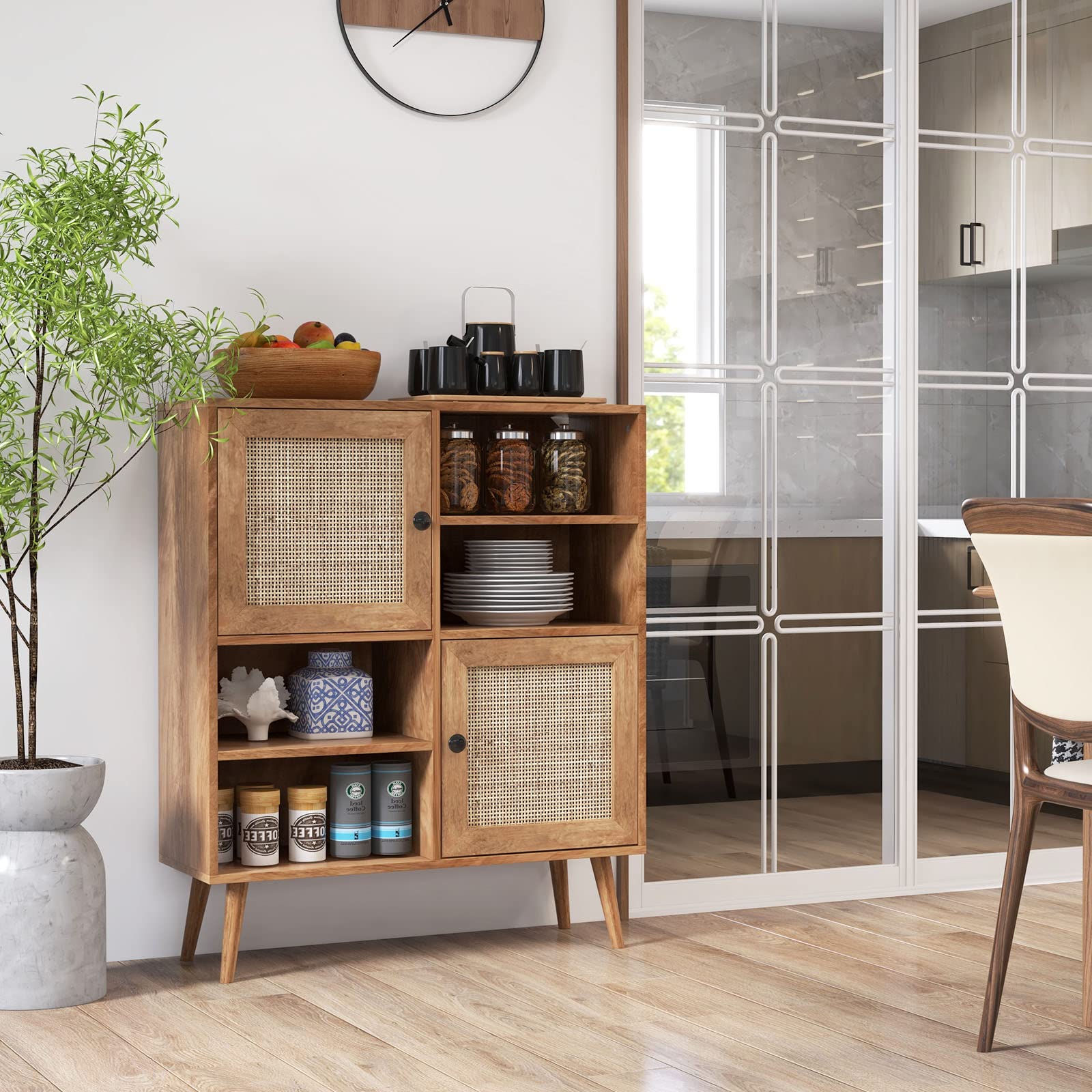 Giantex Buffet Cabinet, Wood Sideboard Storage Cabinet