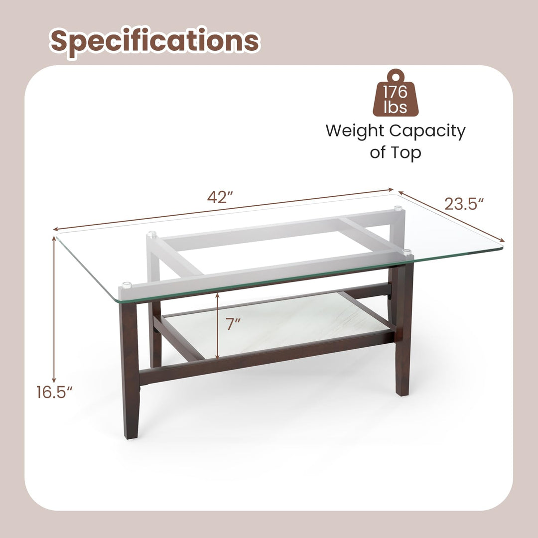 Giantex 42 Inch Glass Coffee Table