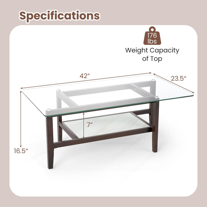 Giantex 42 Inch Glass Coffee Table