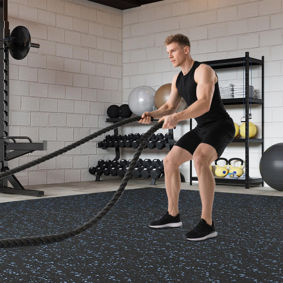 Giantex 0.39" Thick 24" x24" Interlocking Rubber Gym Floor Mats with Border Strips
