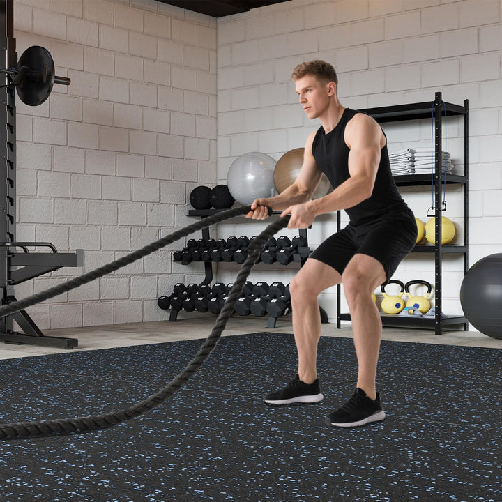 Giantex 0.39" Thick 24" x24" Interlocking Rubber Gym Floor Mats with Border Strips