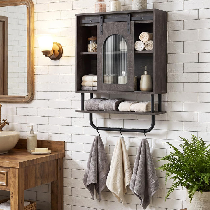 Giantex Bathroom Wall Cabinet with Sliding Barn Door