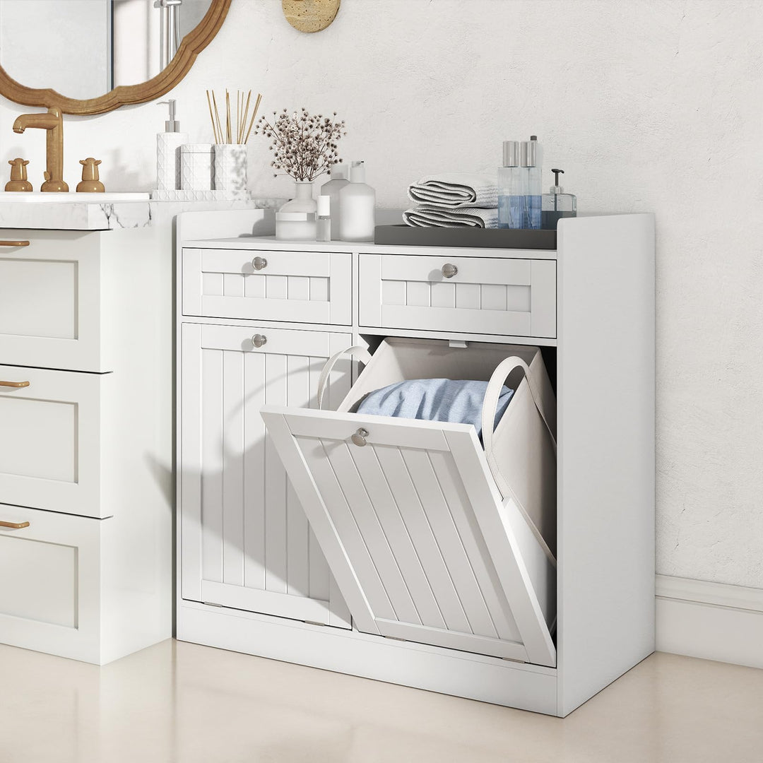 Giantex Double Tilt-Out Laundry Hamper Cabinet (31.5"x 16"x 31.5")