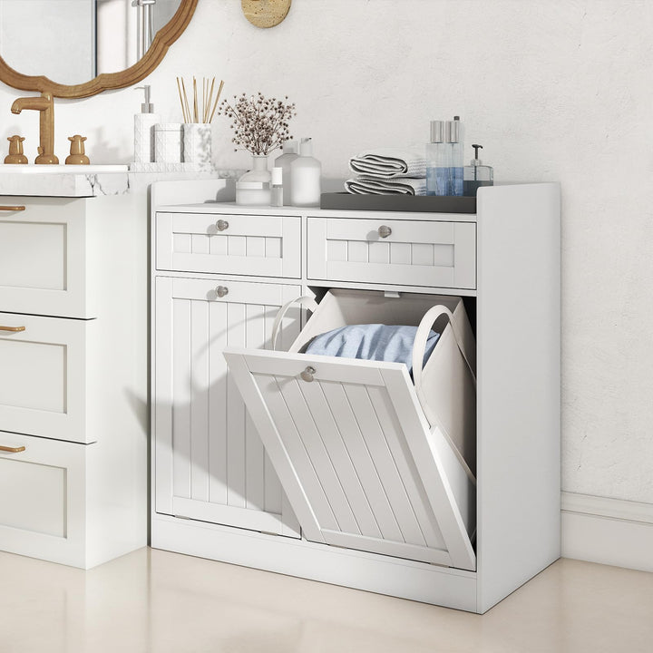 Giantex Double Tilt-Out Laundry Hamper Cabinet (31.5"x 16"x 31.5")
