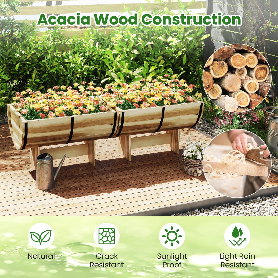 Giantex Half Barrel Raised Garden Bed for Flower Vegetable Fruit