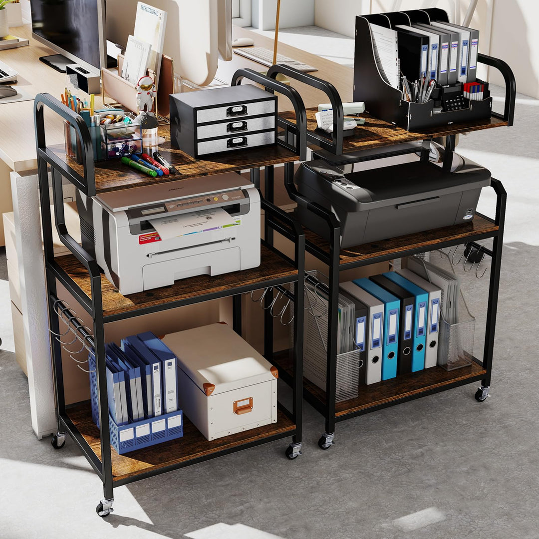 Giantex 3-Tier Rolling Printer Stand with Storage Shelves