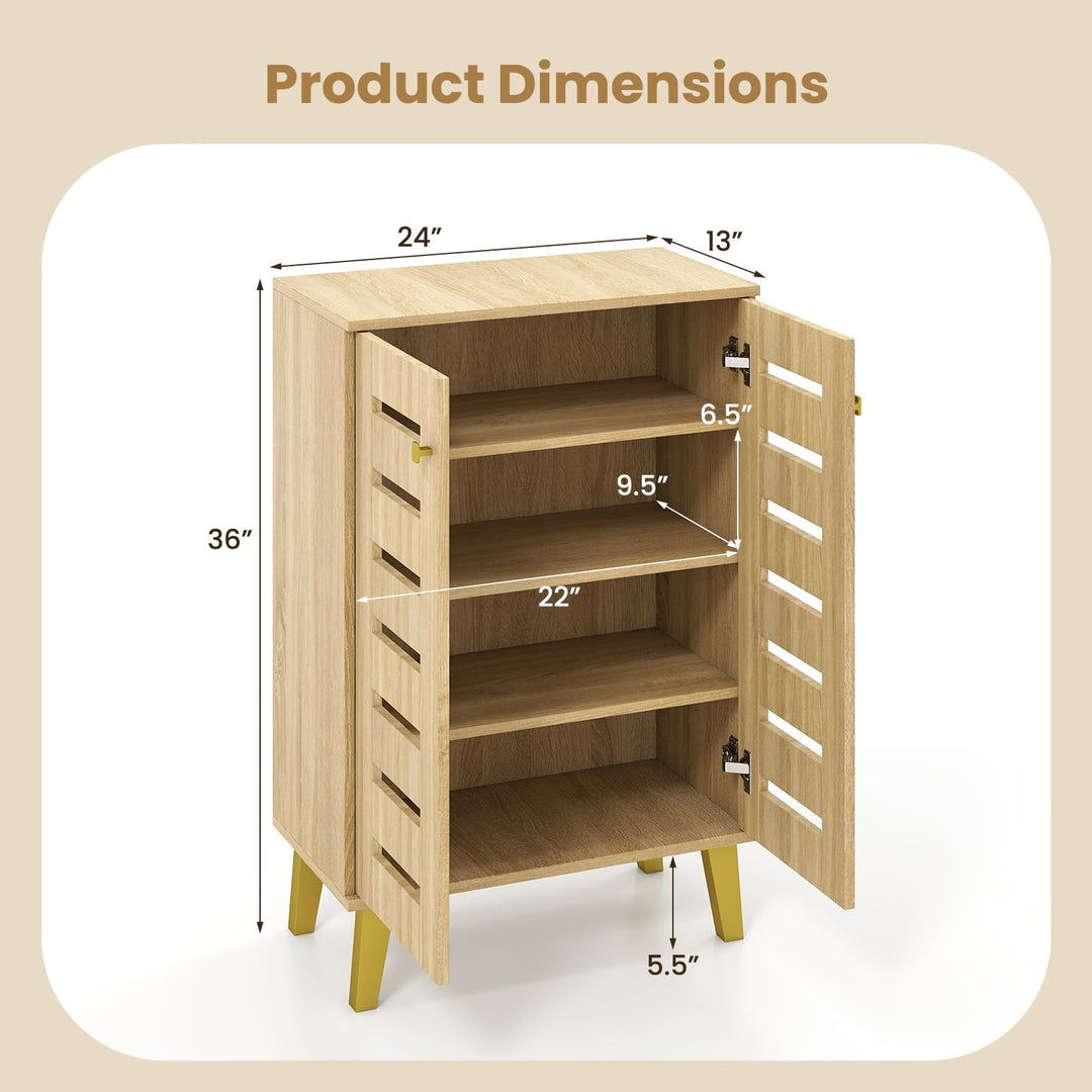 Giantex Shoe Cabinet with Doors 4-Tier Freestanding Shoe Organizer Cabinet