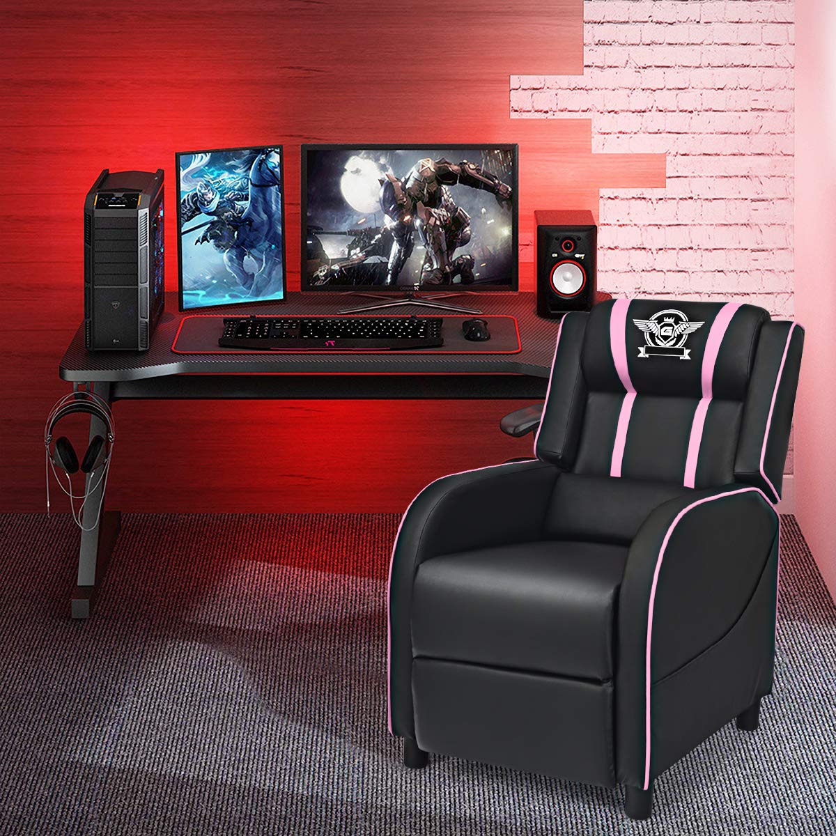 Gaming Recliner Chair, Racing Style Single Recliner Sofa - Giantex