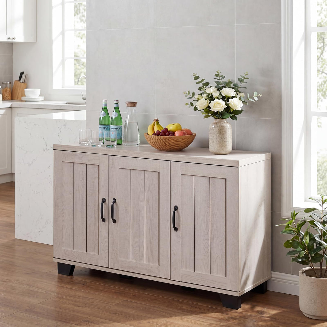 Giantex Sideboard Buffet Cabinet | 45" Farmhouse Coffee Bar Cabinet with 3 Doors &amp; Adjustable Shelves