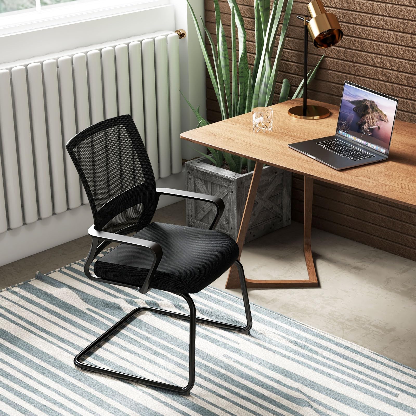 Giantex Office Guest Chair, Office Guest Conference Chair w/Lumbar Support Ergonomic Backrest