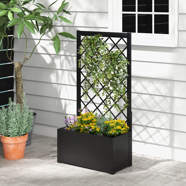 Giantex Raised Garden Bed with Trellis, 49" Metal Vertical Planter with Garden Trellis