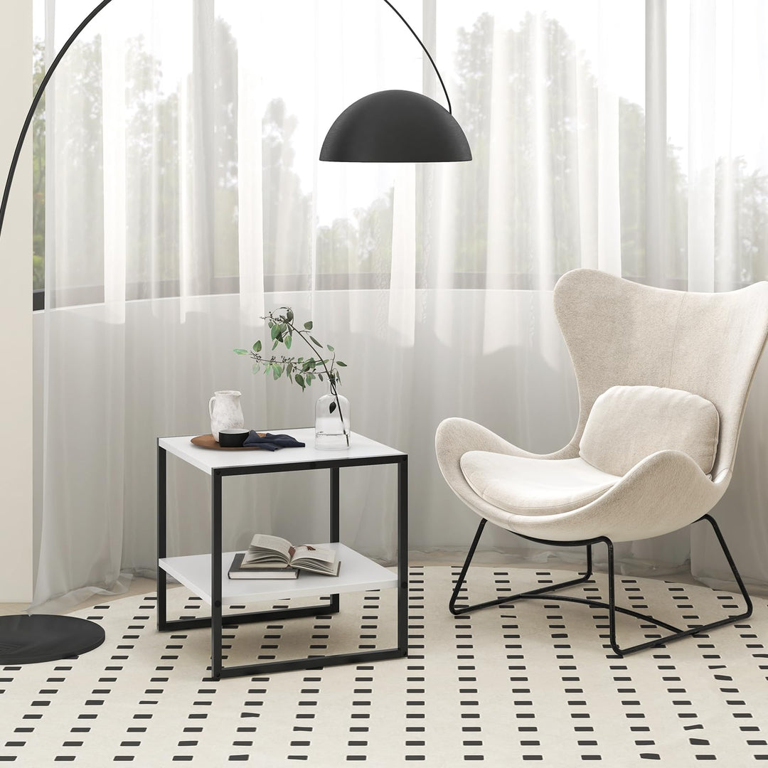 Giantex 20 Inch End Table, Modern Square Side Table with Storage Shelf, Small Coffee Table for Living Room