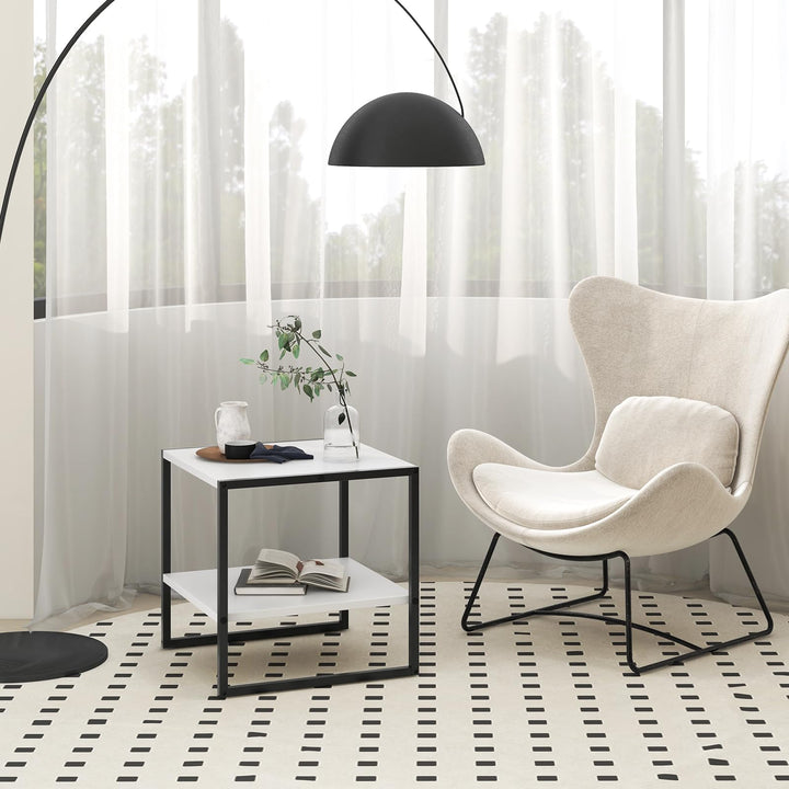 Giantex 20 Inch End Table, Modern Square Side Table with Storage Shelf, Small Coffee Table for Living Room