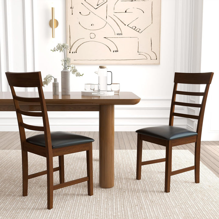 Giantex Wooden Dining Chairs Set of 2/4, PU Leather Upholstered Kitchen Chairs w/Rubber Wood Frame