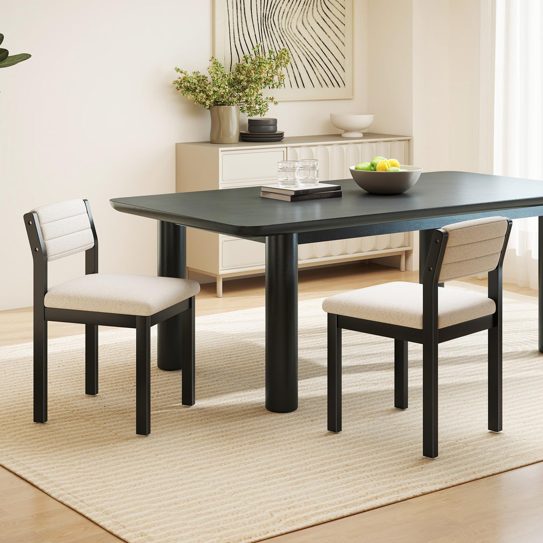 Giantex Sherpa Kitchen Chairs with Wood Frame & Padded Seat