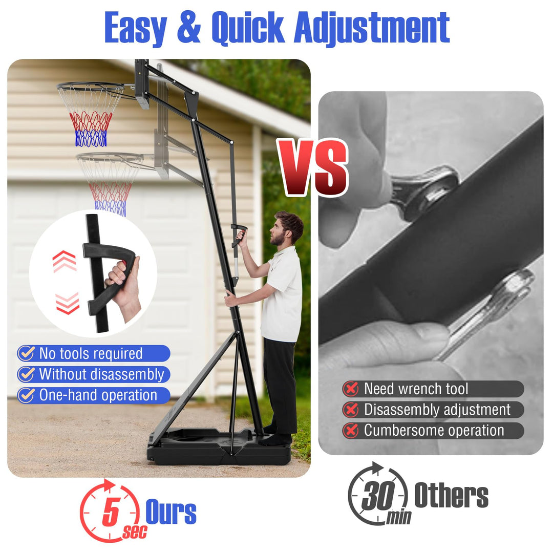 Giantex Portable Basketball Hoop Outdoor - 4.9-10 FT Height Adjustable Basketball Goal System