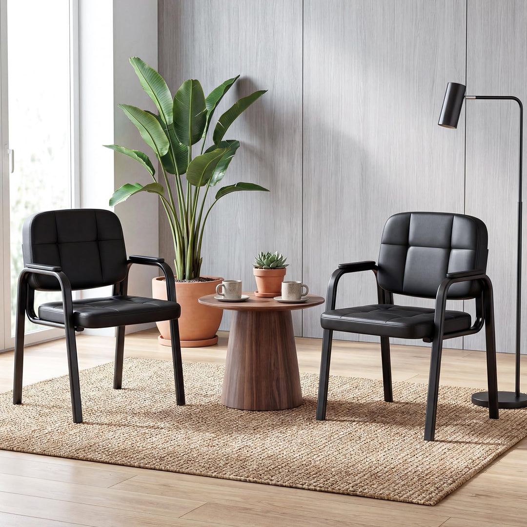 Giantex Leather Office Reception Chairs with Padded Armrests