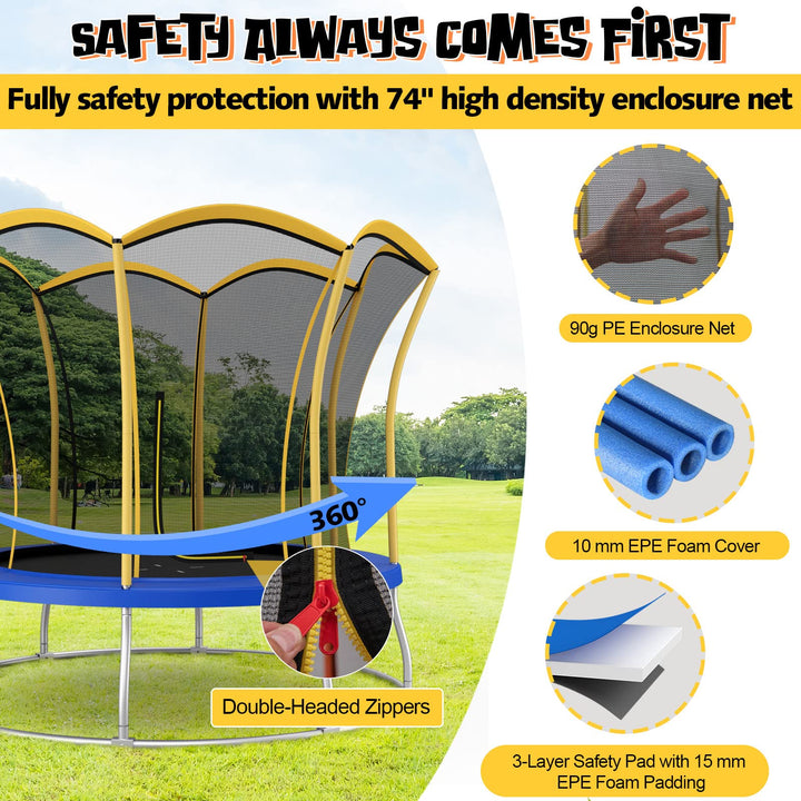 Giantex 8 FT 10 FT Trampoline, ASTM Certified Recreational Trampolines with Net, Galvanized Steel Frame