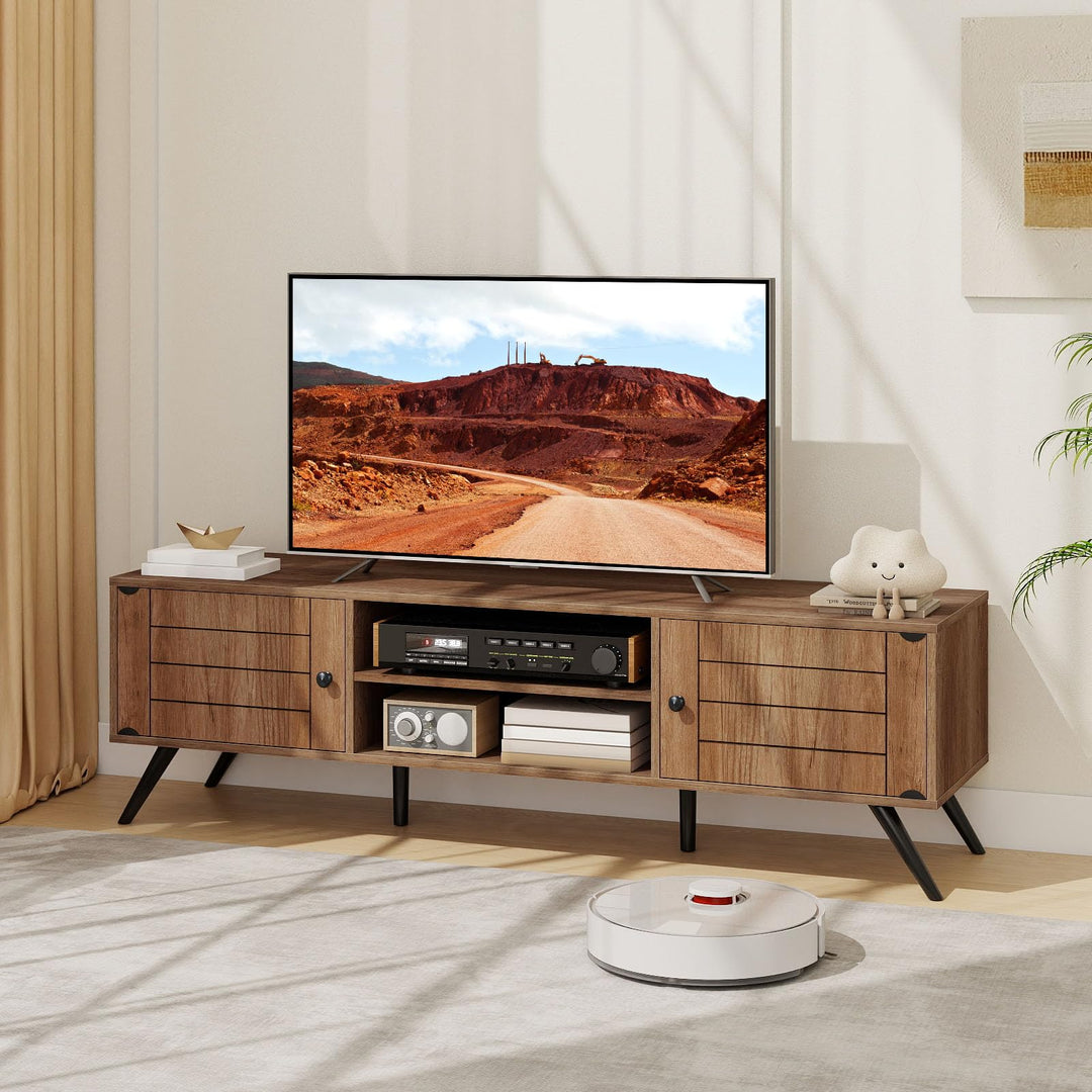 Giantex 2-Door TV Stand for TVs up to 65 Inch with Open Shelves