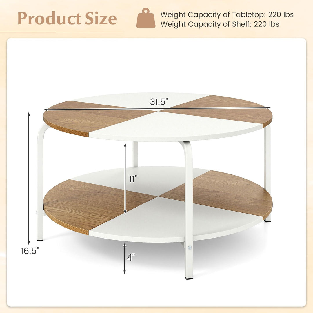 Giantex Round Coffee Table 2-Tier Center Table with Open Storage Shelf
