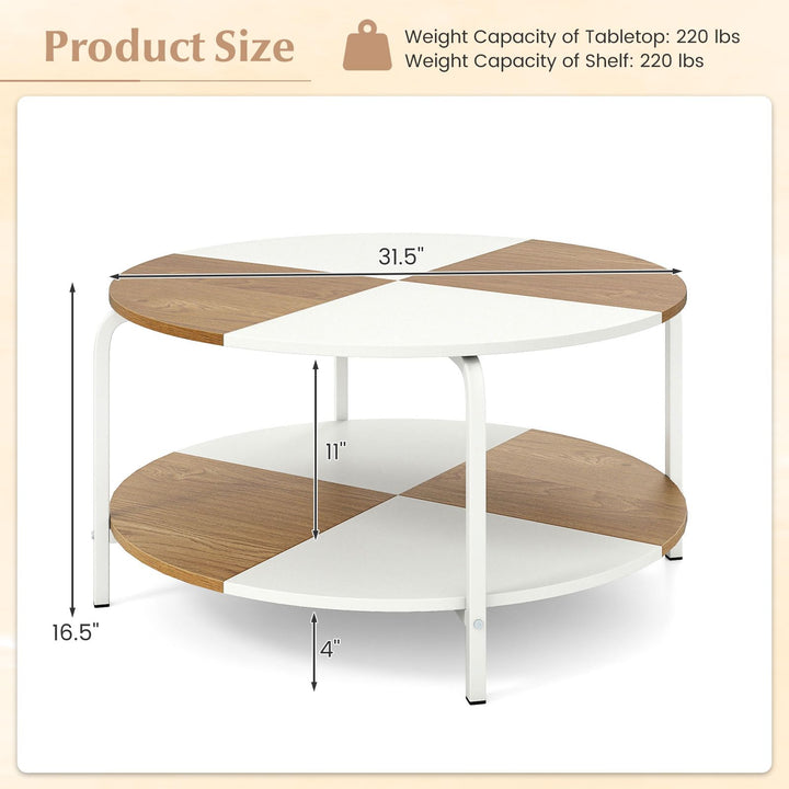 Giantex Round Coffee Table 2-Tier Center Table with Open Storage Shelf