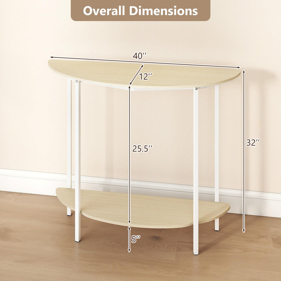 Giantex Half Moon Console Table | 40" Narrow Entryway Table with Storage Shelf