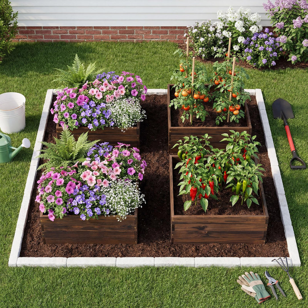 Giantex 23" x 23" Square Wooden Raised Garden Bed (1/2)