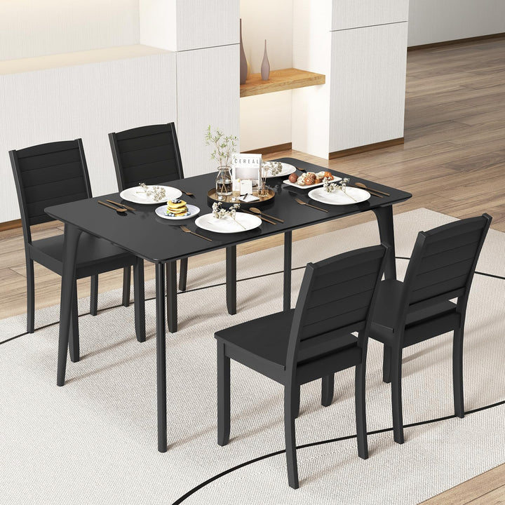 Giantex Wood Dining Chairs Set of 2/4, Modern Kitchen Chairs w/Rubber Wood Legs, Curved Backrest, Farmhouse Diner Chairs