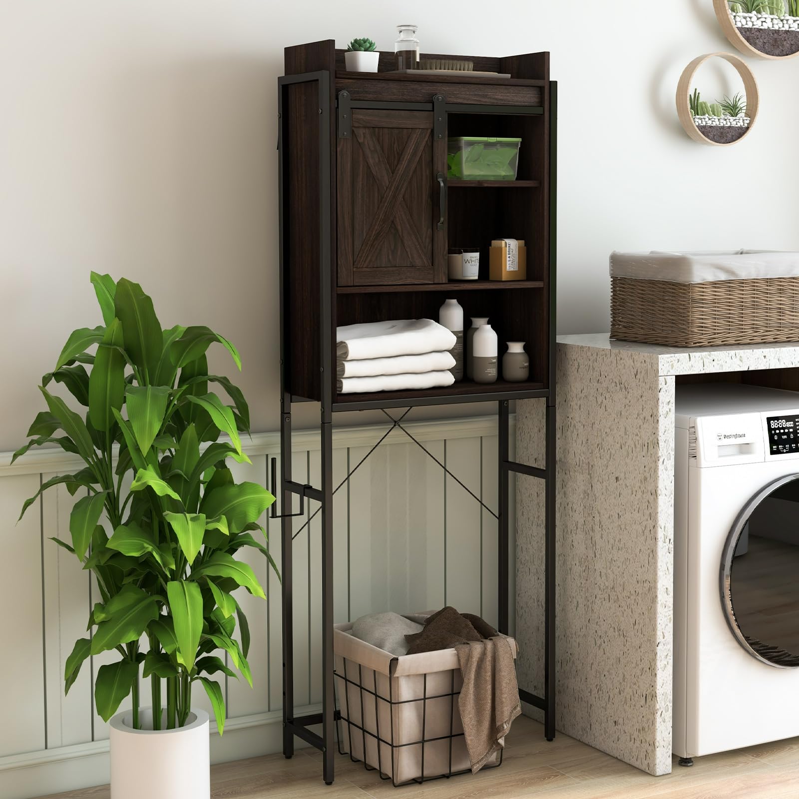 Giantex Over-The-Toilet Storage Cabinet, Freestanding 4-Tier Bathroom Organizer Rack