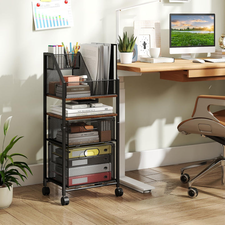 Giantex 5-Tier Rolling File Cart with Metal Mesh Drawers (1/2)