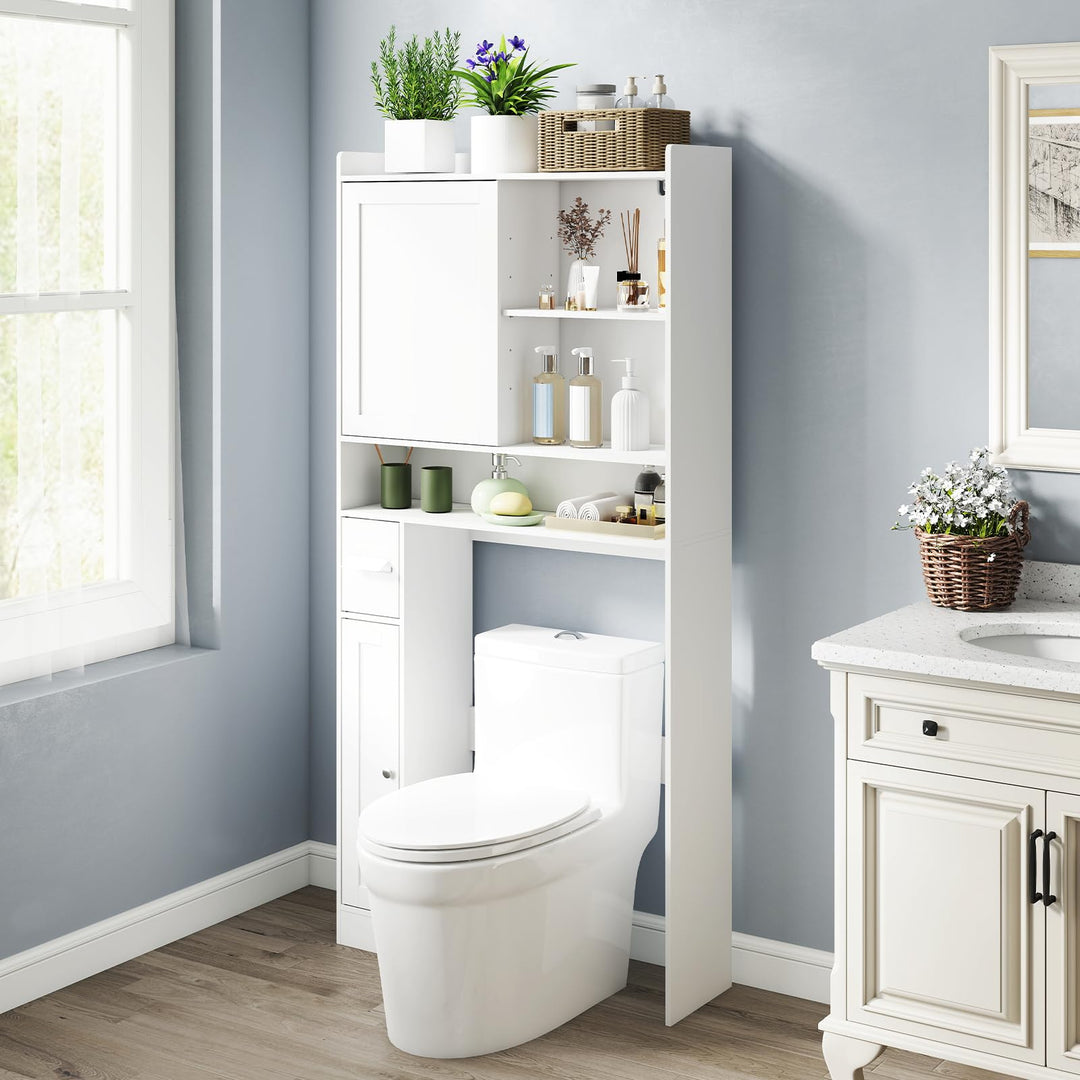 Giantex Over The Toilet Storage Cabinet Standing Toilet Rack with Sliding Door