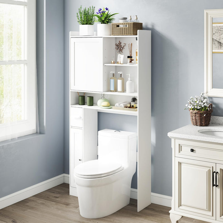 Giantex Over The Toilet Storage Cabinet Standing Toilet Rack with Sliding Door