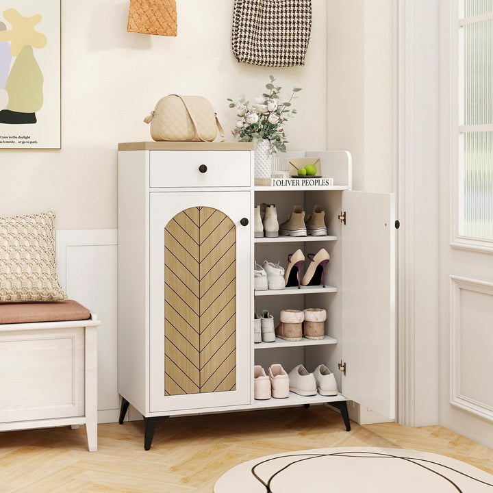 Giantex Shoe Cabinet with Doors, 6-Tier Shoe Organizer Cabinet with Drawer